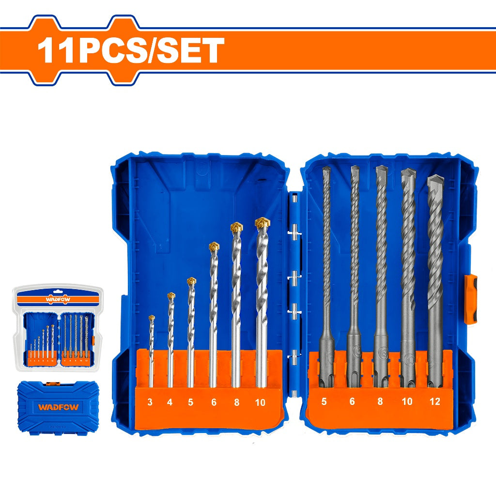 Wadfow WMJ6511 11PCS/Set Masonry and Hammer Drill Bits Set