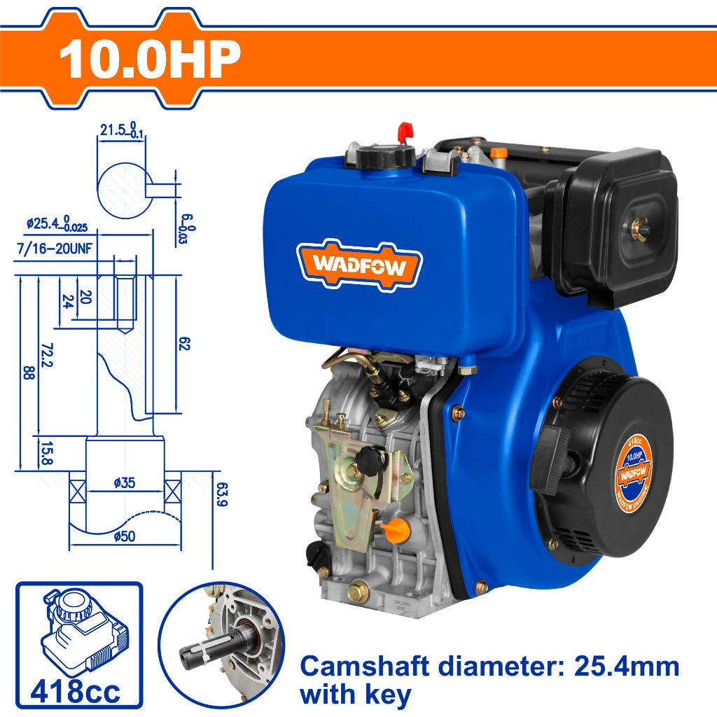 Wadfow 10HP-13HP Single-Cylinder Vertical 4-Stroke Air Cooled Diesel Marine Engine