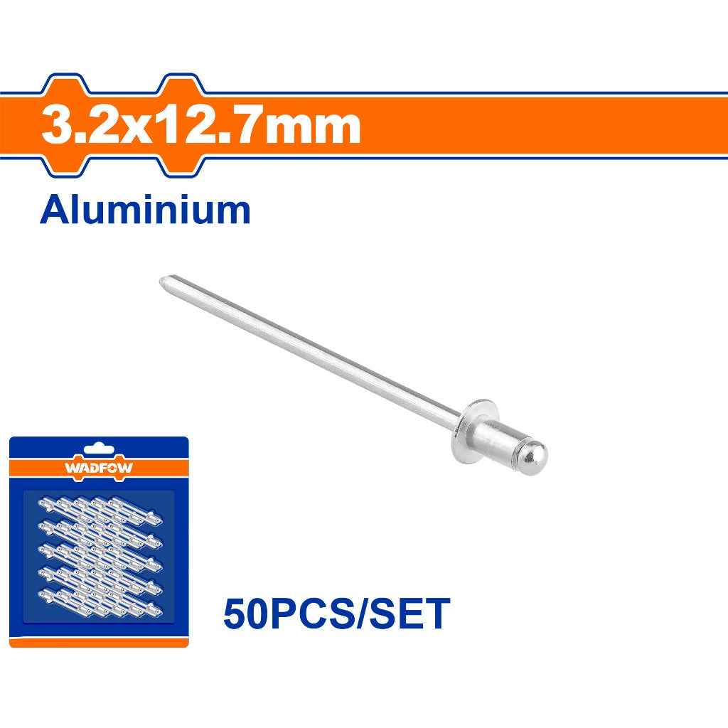 Wadfow WREZK13 50PCS/Set Aluminium + Carbon Steel Material Blind Rivets Set Hand Tools