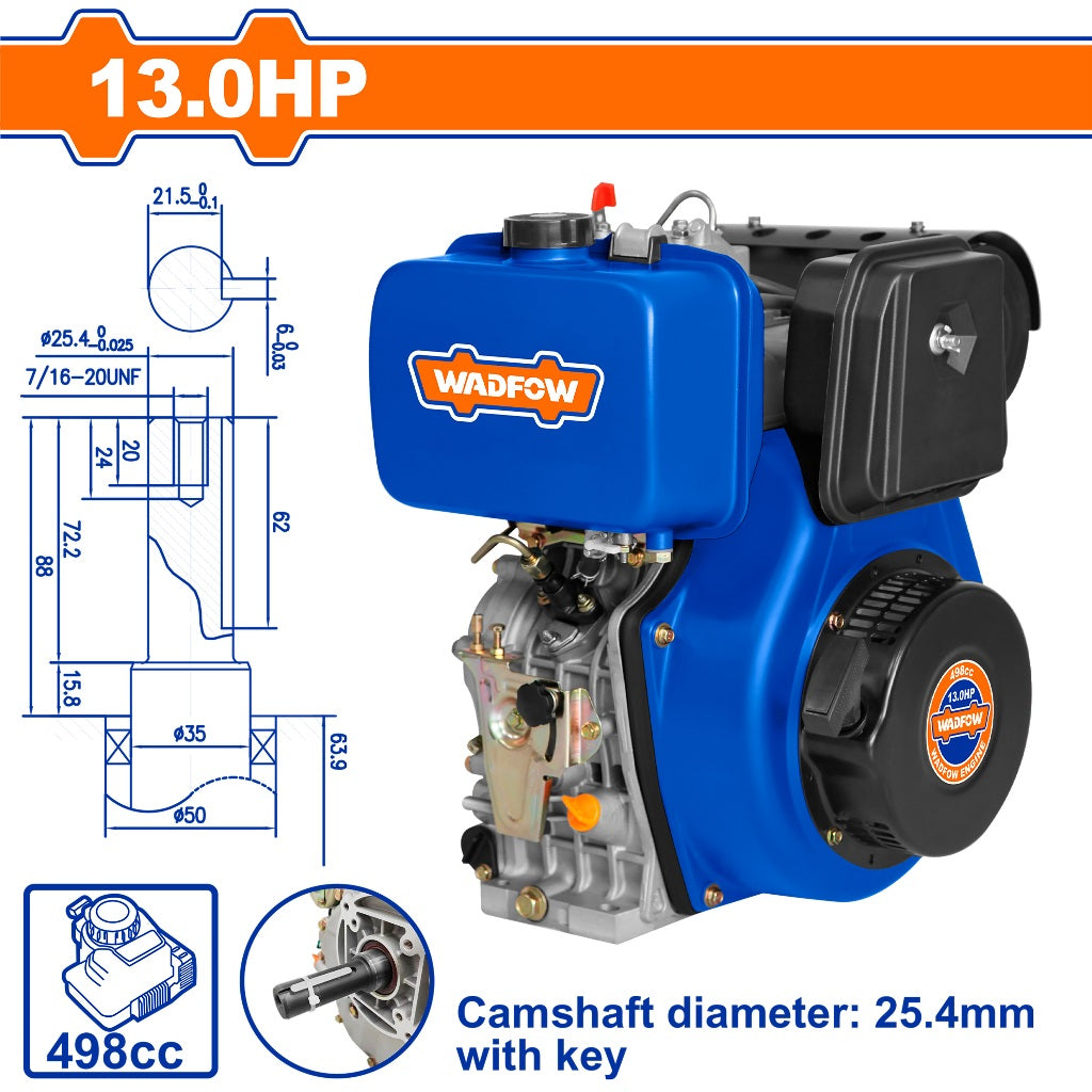 Wadfow 10HP-13HP Single-Cylinder Vertical 4-Stroke Air Cooled Diesel Marine Engine