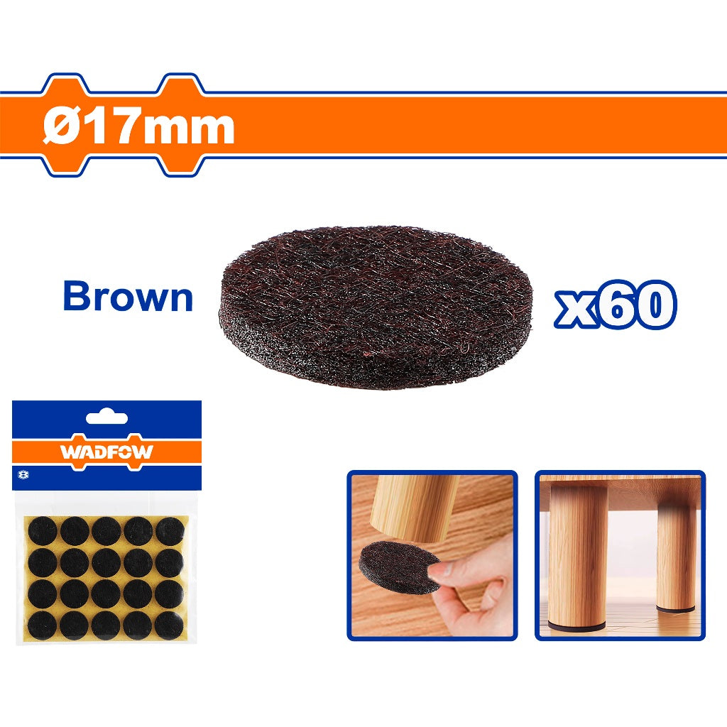 Wadfow WPAS1112 60PCS/Set Self Adhesive Pads 17mm x 3mm - Brown