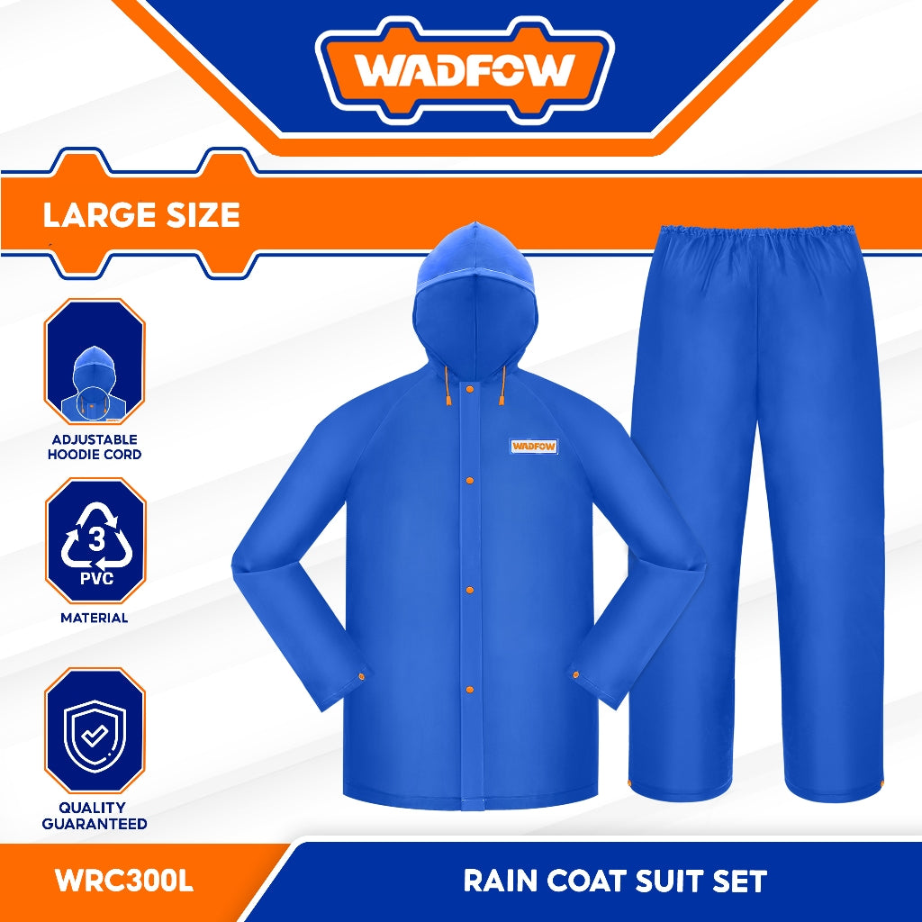 Wadfow Industrial Waterproof Rain Coat Suit Set w/ Breathable Design 100% NEW PVC