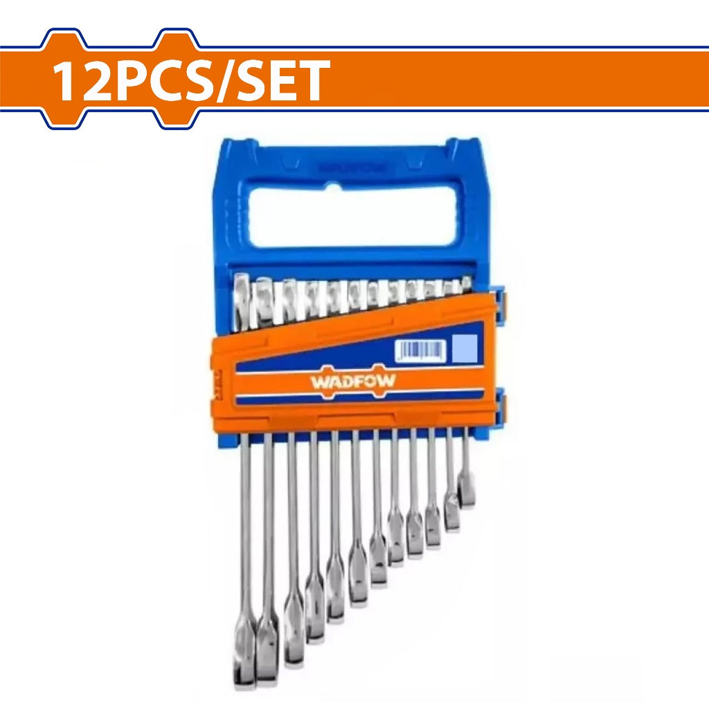 Wadfow 12PCS/Set (8-19mm) Cr-Mo + CR-V Ratchet Spanner Set WSP4212 WAD-HT