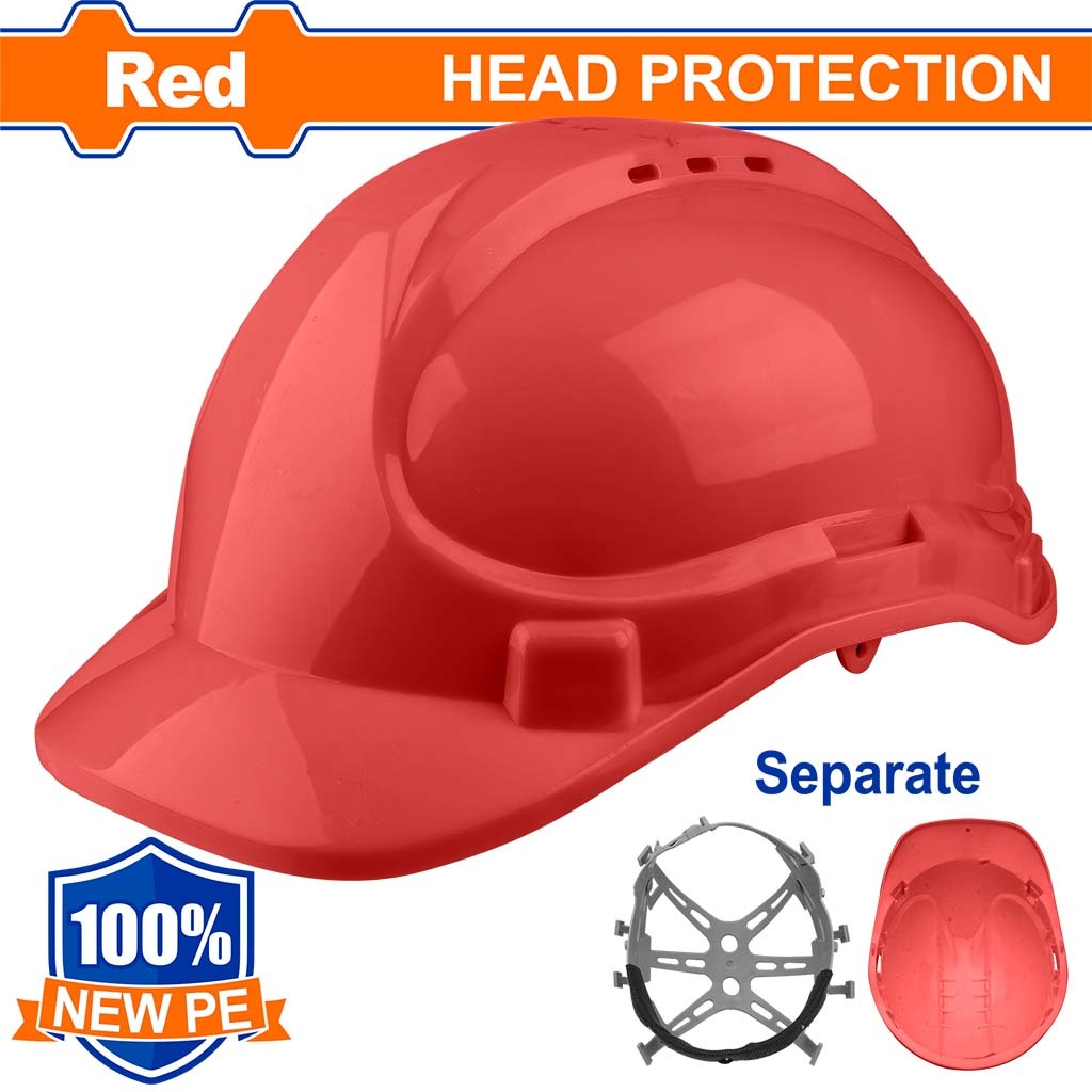 Wadfow 100% HDPE Safety Helmet Hard Hat Plastic Material with Chin Strap WSH130 (WHT)