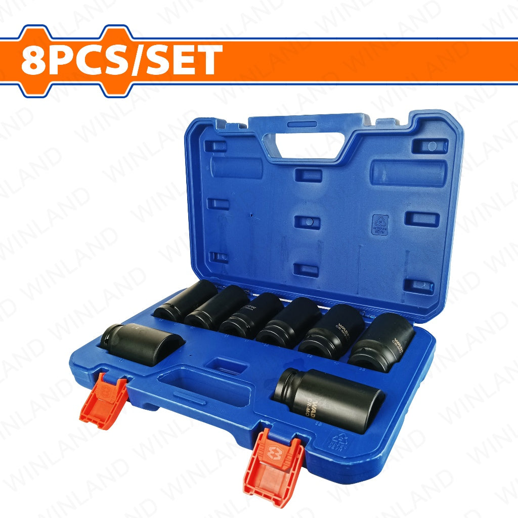Wadfow Set of 8-Pieces 3/4inches Dr. Deep Impact Socket Set WMS4D09 WAD-HT