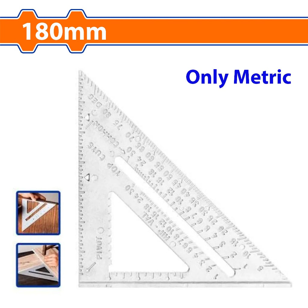 Wadfow 7"/180mm Aluminum Angle Square Speed Triangle Carpenter Ruler Only Metric WSR2207