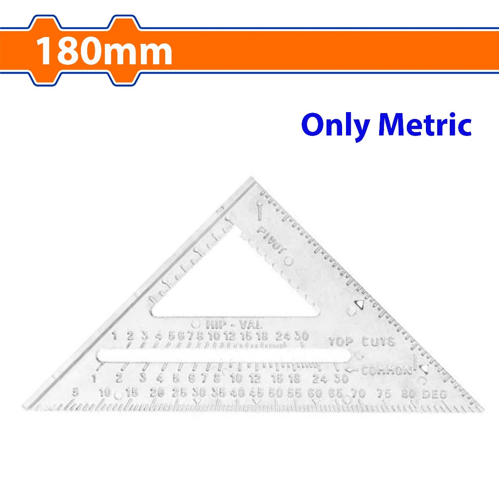 Wadfow 7"/180mm Aluminum Angle Square Speed Triangle Carpenter Ruler Only Metric WSR2207