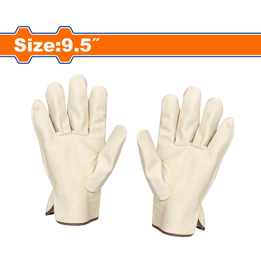 Wadfow 9.5inches Leather Work Gloves with Wrist extension and Binding Edge WLG1001 WAD-HT