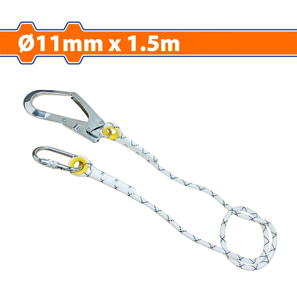 Wadfow Safety Rope/Lanyard Elastic with 2x Hooks Steel Look 11mm x 1.5m/1.95mm WAQS2515/WAQS2520 WAD-HT