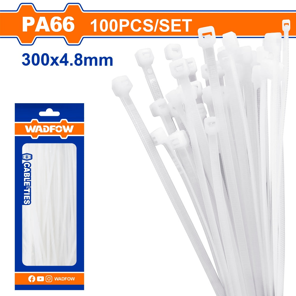Wadfow 800PCS/Set Multipurpose Nylon Cable Ties Self Locking Zip Ties Cable WTE1234