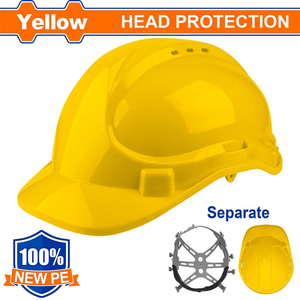 Wadfow 100% HDPE Safety Helmet Hard Hat Plastic Material with Chin Strap WSH130 (WHT)