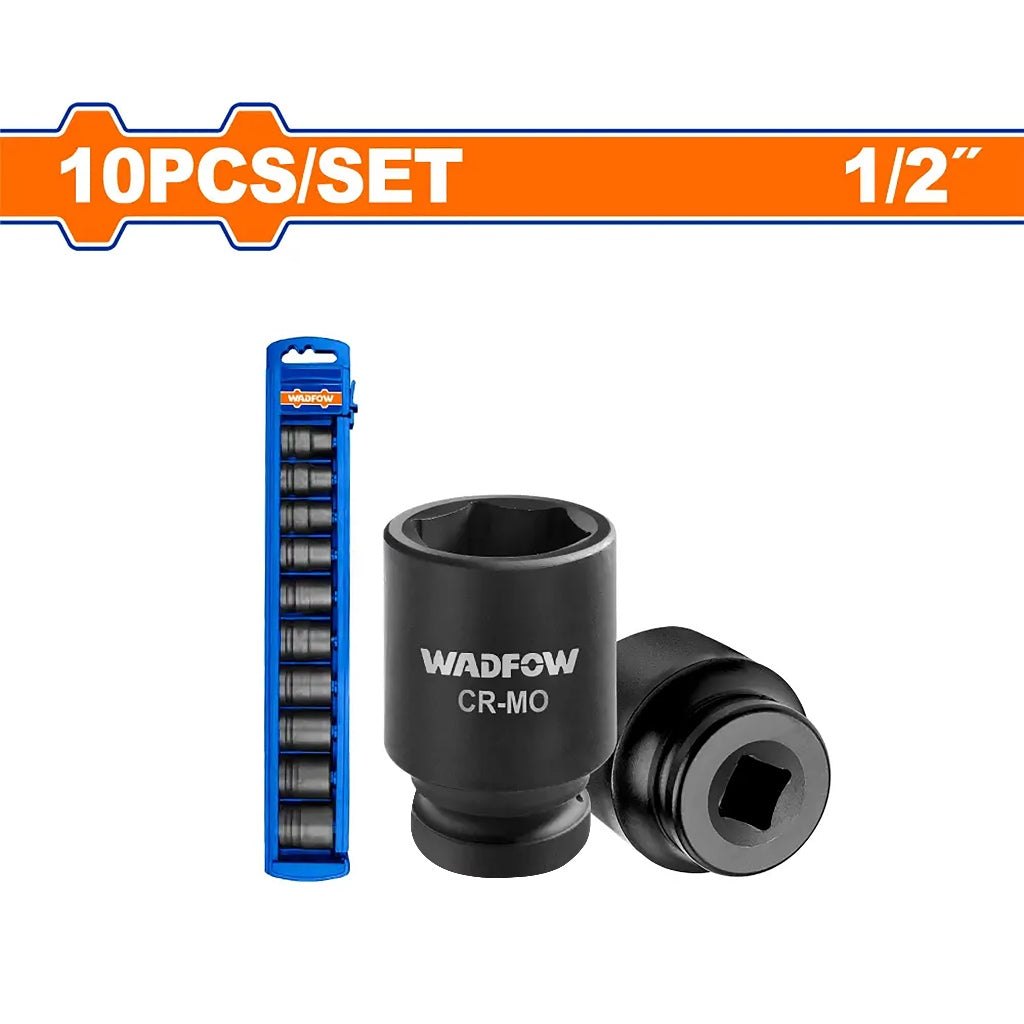 Wadfow 10pieces/Set 1/2inches Cr-Mo Dr. Deep Impact Socket Set WMSD201 WAD-HT