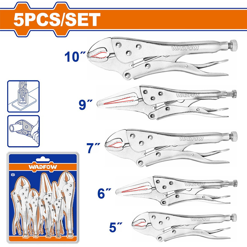 Wadfow 5pieces/Set Carbon Steel Locking Pliers Set WLP5405 WAD-HT