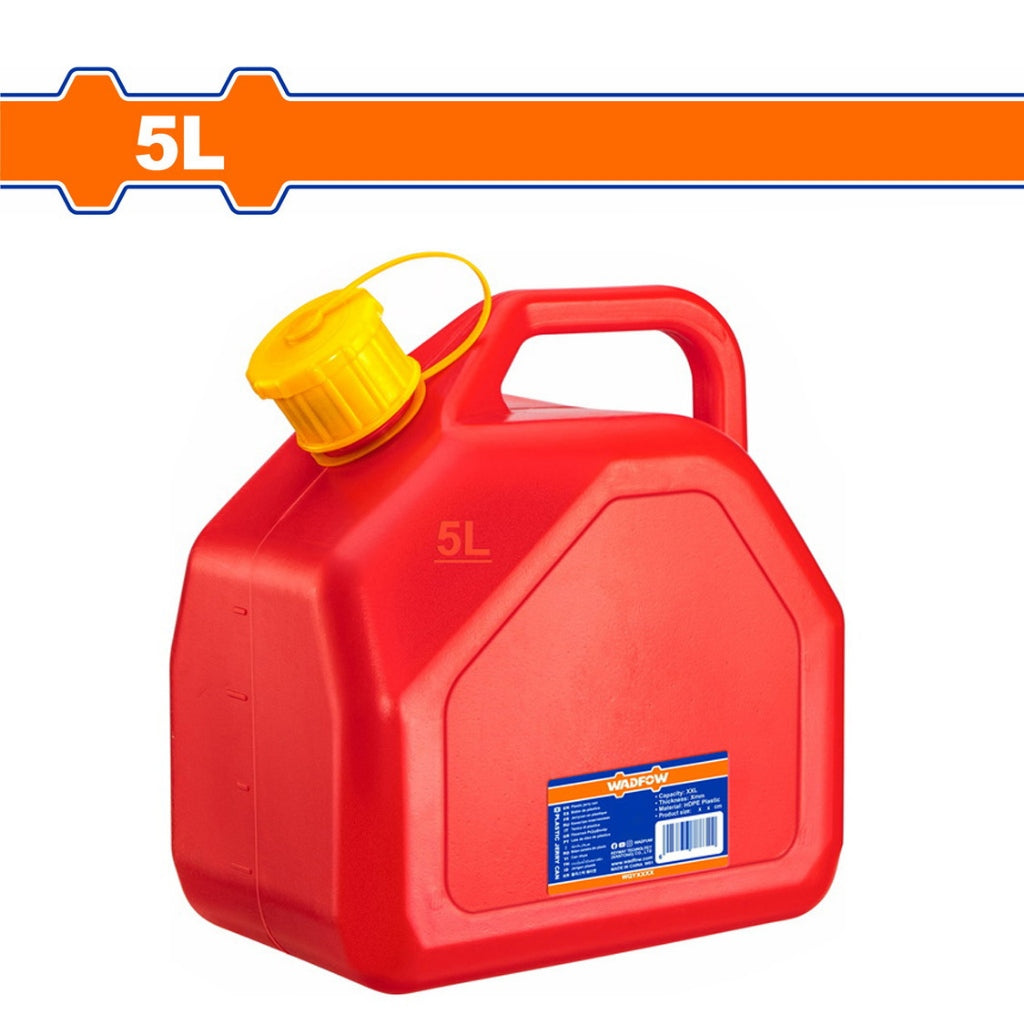 Wadfow 5 Liters HDPE Plastic Jerry Can with Gas Can Spout 24 x 15.5 x 25cm WQY2305 WAD-HT