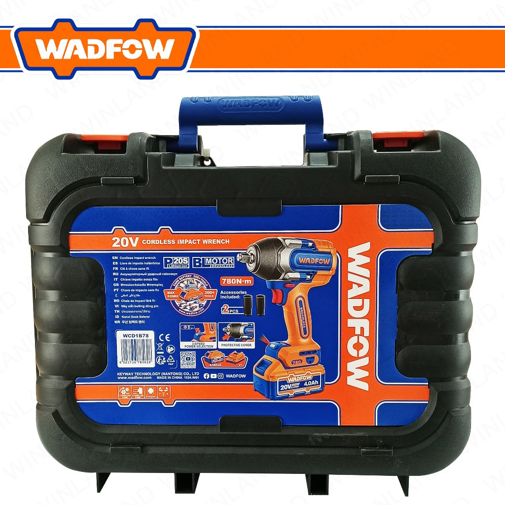 Wadfow by Winland P20S/20V Brushless Motor Lithium-Ion Cordless Impact Wrench 780NM WCD1B78 WAD-CT
