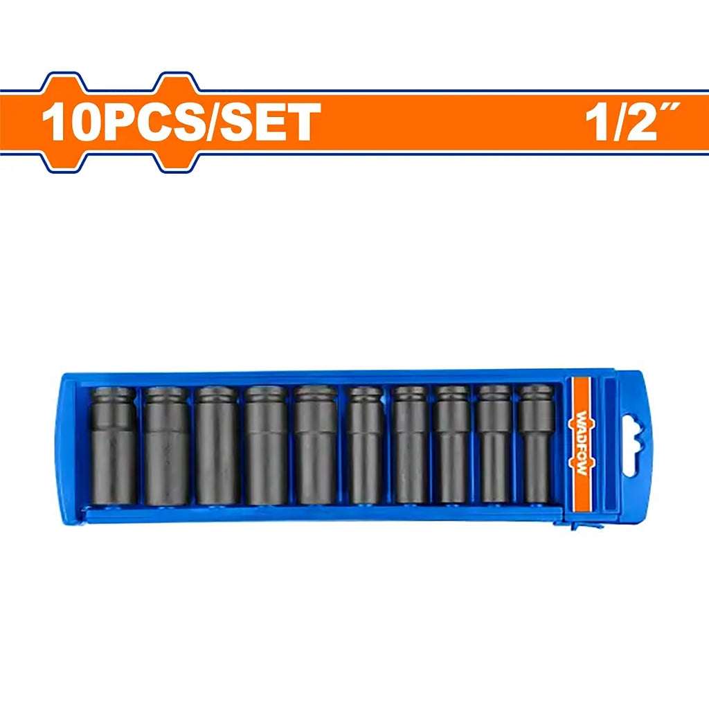 Wadfow 10pieces/Set 1/2inches Cr-Mo Dr.Deep Impact Socket Set WMSD202 WAD-HT