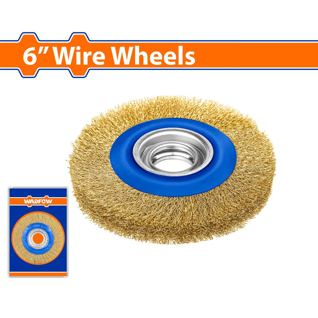 Wadfow 150mm(6inch) Thick Copper-Plated Steel Wire Wheels Brush WAD-HT