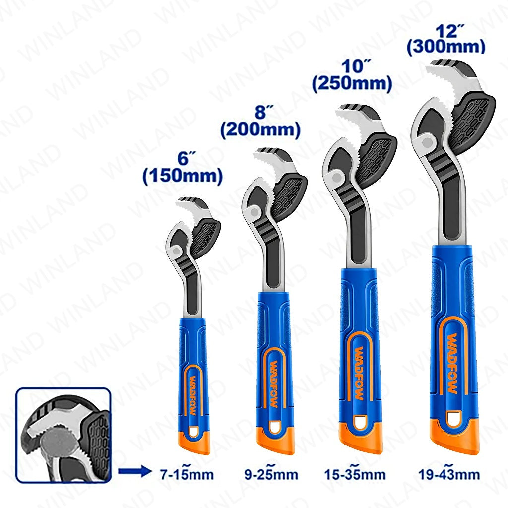Wadfow Set of 4 pieces Self Adjusting Steel Pipe Wrench WPW1K04 WAD-HT