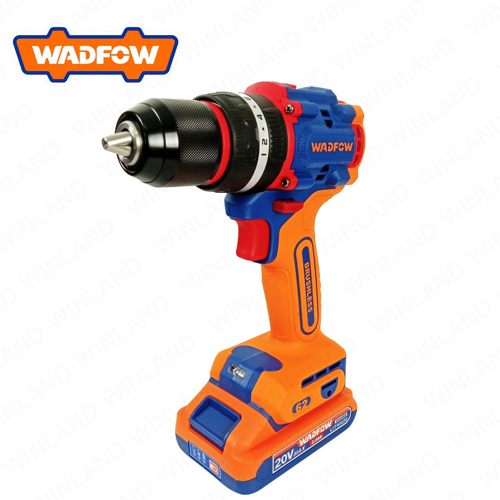 Wadfow P20S/20V Lithium-Ion Compact Brushless Cordless Impact Drill 62Nm WCDP6281 WAD-CT
