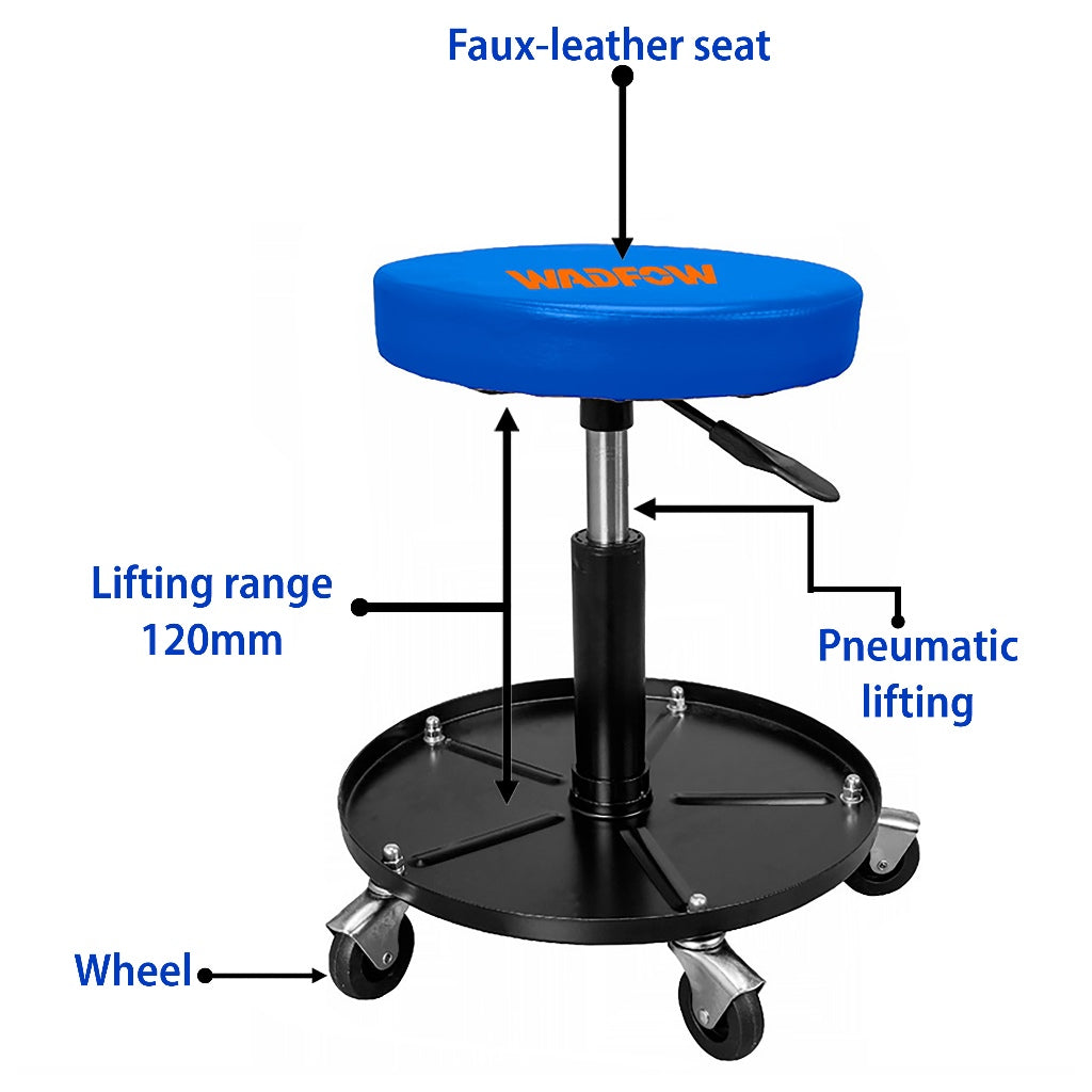 Wadfow Pneumatic Lifting Creeper Seat 120mm / 110Kg w/ 4 x 360° Swivel Casters WNC1521