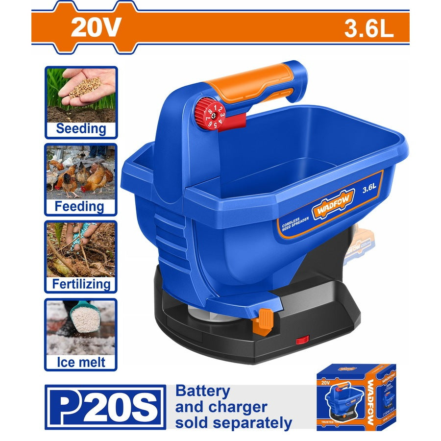 Wadfow P20S/20V Li-Ion Cordless Seed Spreader 3.6L WLSS1520 (WCT)