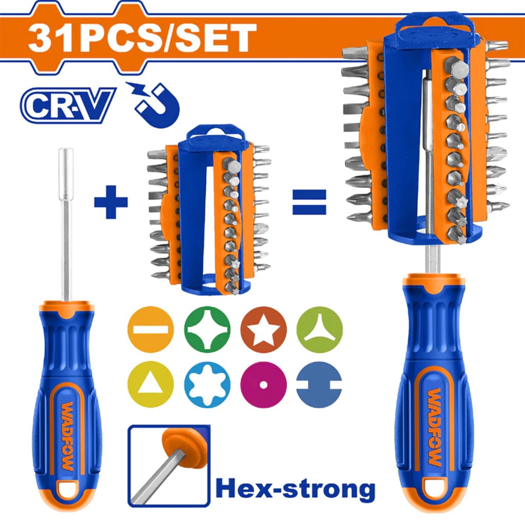 Wadfow 31 Pcs Screwdriver Bits Set for Drilling & Fastening Work WSS8431 (WHT)