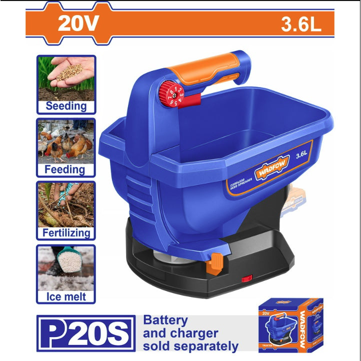 Wadfow P20S/20V Li-Ion Cordless Seed Spreader 3.6L WLSS1520 (WCT)