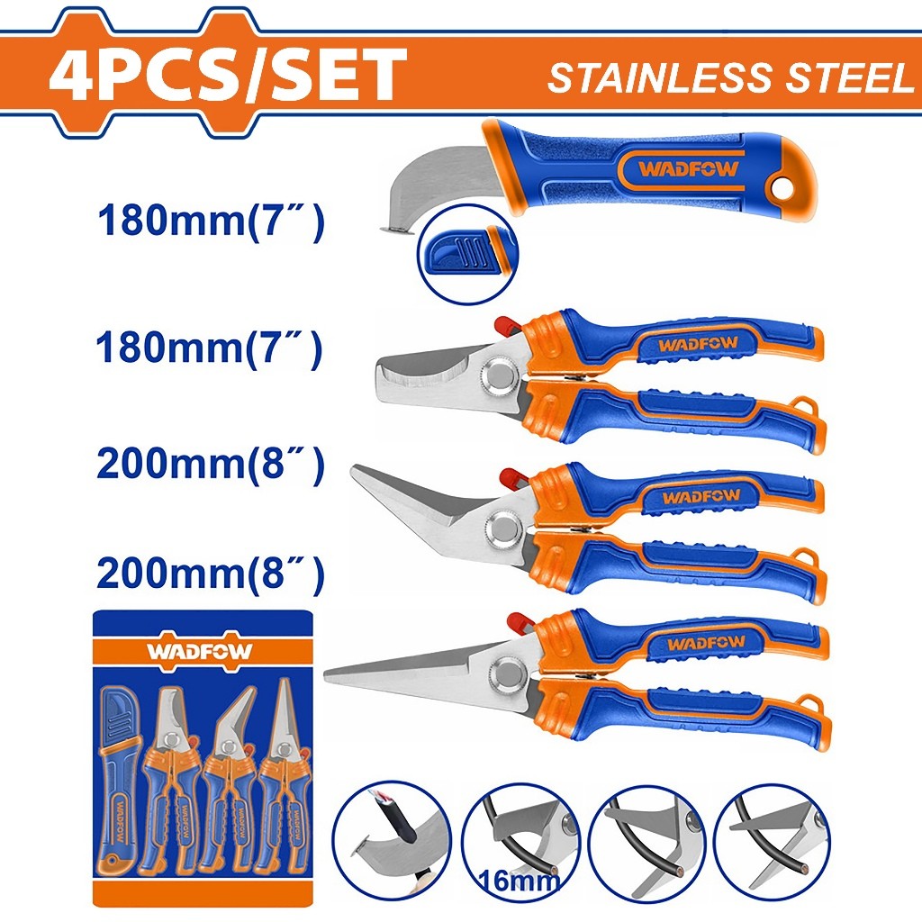 Wadfow Stainless Steel Electrician's Scissors and Stripping Knife Set WSX8644 (WHT)