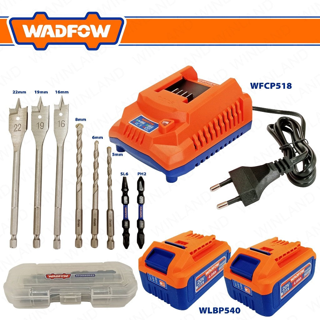 Wadfow P20S/20V Brushless Motor Lithium-Ion Cordless Impact Drill 92NM WCDP9281 (WCT)