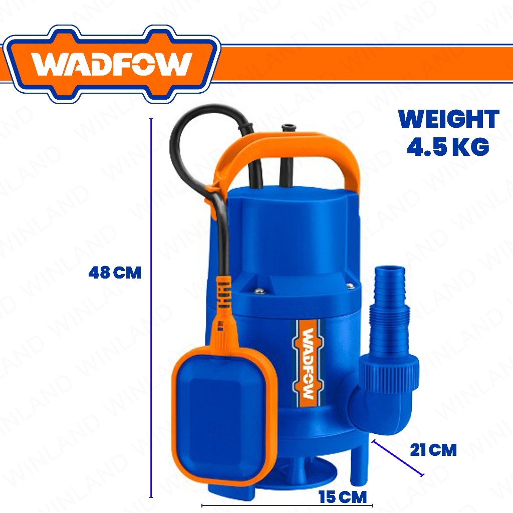 Wadfow 750W(1.0HP) Single Phase Submersible Sewage Water Pump For Dirty Water WWPFW03-5 (WPT)