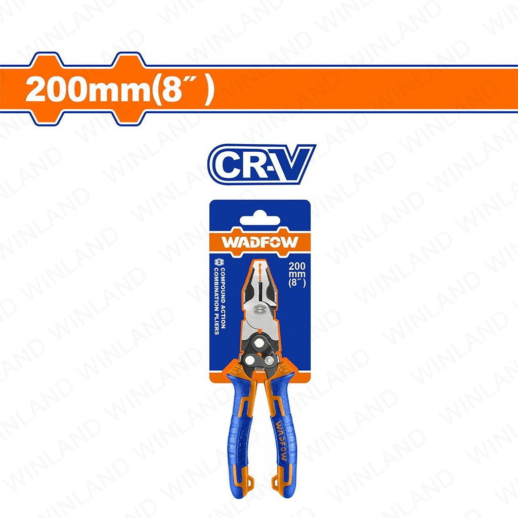 Wadfow 8-inches(200mm) Compound Action Combination Pliers WPL1768 (WHT)