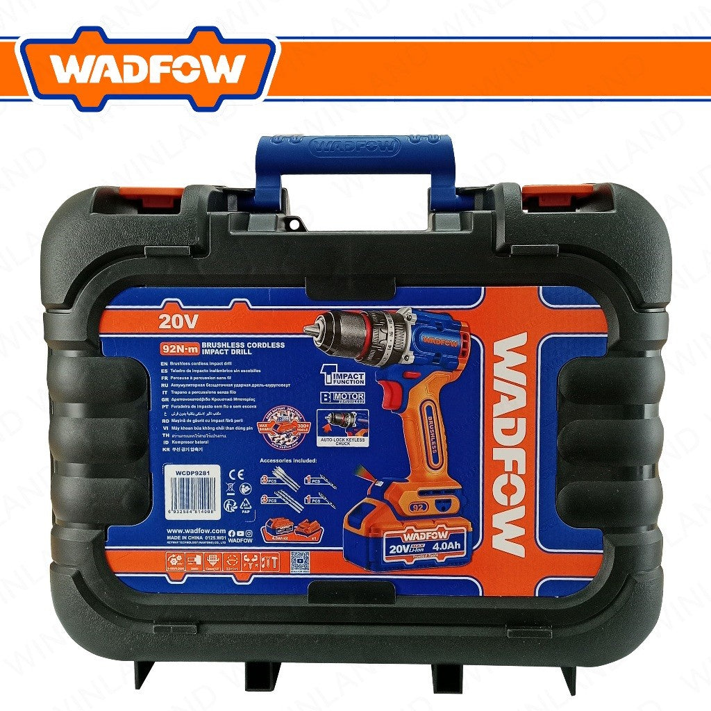 Wadfow P20S/20V Brushless Motor Lithium-Ion Cordless Impact Drill 92NM WCDP9281 (WCT)
