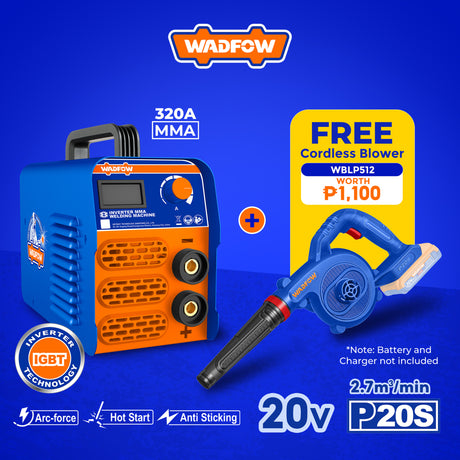 Wadfow 320A / 350A MMA Welding Machine Inverter Portable IGBT with Free Cordless Blower