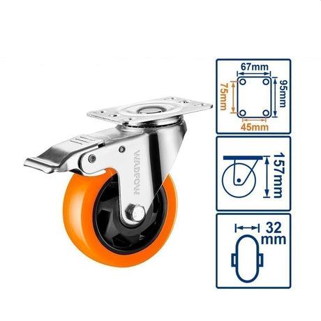 Heavy Duty 3inch / 4inch / 5inch Rigid Swivel Caster Fixed Wheel WAD-HT