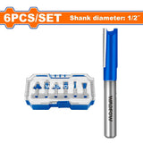 Wadfow 1/2inch | 1/4inch 6PCS/Set Router Bits Shank for Wood Working Cutting Tools