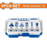 Wadfow 1/2inch | 1/4inch 6PCS/Set Router Bits Shank for Wood Working Cutting Tools