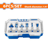 Wadfo 1/2inch | 1/4inch 6PCS/Set Router Bits Shank for Wood Working Cutting Tools