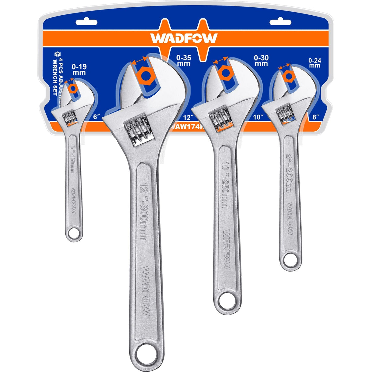 4 Pcs Adjustable Wrench Set WAW174K