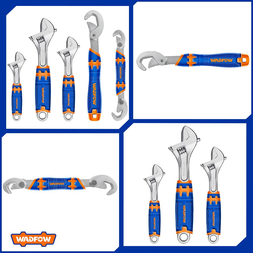 Set of 5 Adjustable Wrenches and Double-Mouth Spanner WAW275K