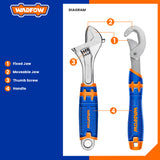 Set of 5 Adjustable Wrenches and Double-Mouth Spanner WAW275K