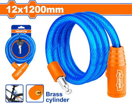Wadfow 12mm x 800mm | 12mm x 1200mm | 15mm x 1200mm Bicycle Lock / Safety Lock with 2 pcs iron keys