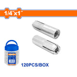 Wadfow 15pcs/120pcs Drop-in Anchor/Tox 1/4inx1in | 1/2inx2in SOLD PER BOTTLE (WHT)