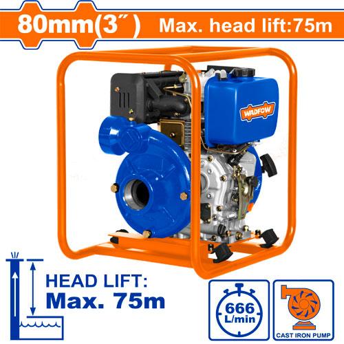 Wadfow High Pressure Cast Iron Diesel Water Pump (3in)  80MM WDW1A31C