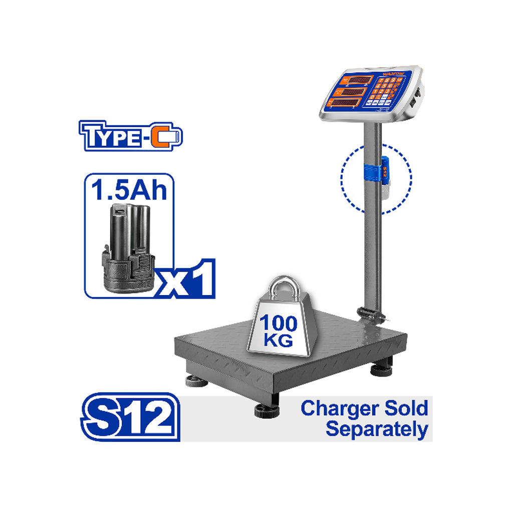 WEC1302 100kg Lithium-Ion Weighing Scale 12V With 20g graduation