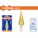 Wadfow Step Drill Cone Bits High Speed Steel 4-12mm / 4-20mm / 4-32mm / 6-35mm (WHT)