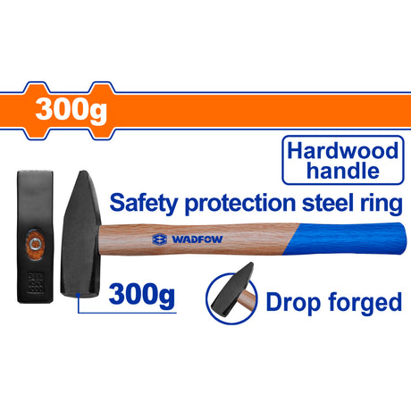 Wadfow Drop-Forged Carbon Steel Hammerhead Machinist Hammer With Hardwood Handle (WHT)