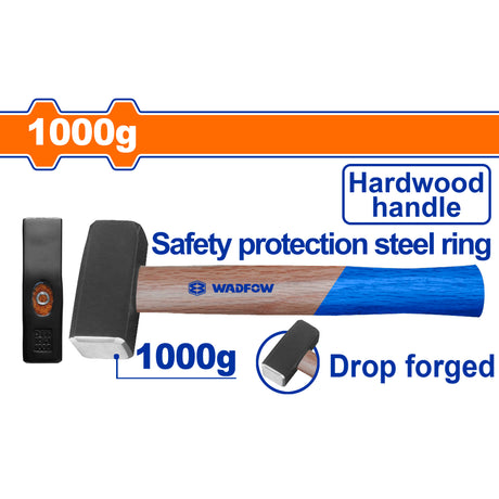 Wadfow Drop-Forged Carbon Steel Hammerhead Stoning Hammer With Hardwood Handle (WHT)