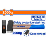 Wadfow Drop-Forged Carbon Steel Hammerhead Stoning Hammer With Hardwood Handle (WHT)