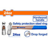 Wadfow Drop-Forged Carbon Steel Hammerhead Ball Pein Hammer With Hardwood Handle (WHT)