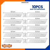 Wadfow WMK1K25 Snap-Off Knife Blades Set 10 Pieces WHT